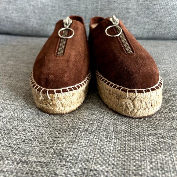 NWOT Alexander Wang Devon Brown Suede Espadrilles US 8 EU 38  Platform Zip Shoes - Picture 9 of 16